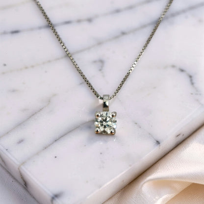 Collana Punto Luce Oro Bianco 18kt Diamante Naturale 0,30 ct D/VS1  Certificato IGI