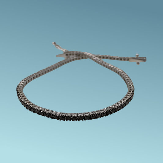 Bracciale Tennis Uomo in Oro con Diamanti Neri