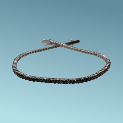 Bracciale Tennis Uomo in Oro con Diamanti Neri