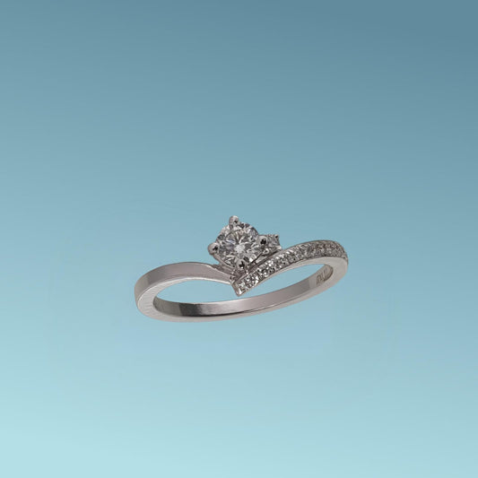 Anello Solitario in oro bianco 18kt di Meteore Gioielli con diamante naturale taglio brillante 0.25 G/VS e diamanti sul gambo 0.11 G/VS