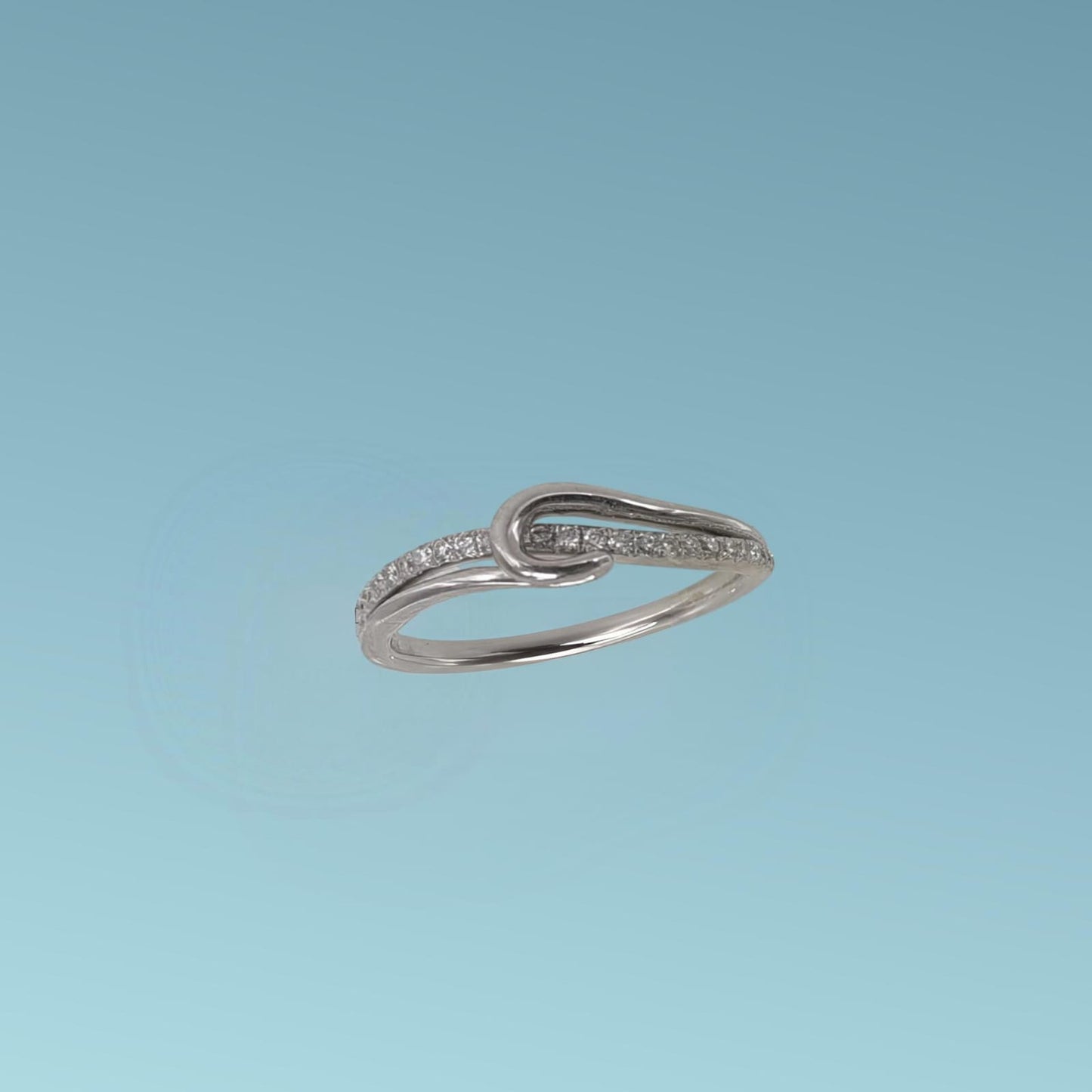 anello fantasia in oro bianco 18kt di meteore gioielli con diamanti naturali ct 0.14