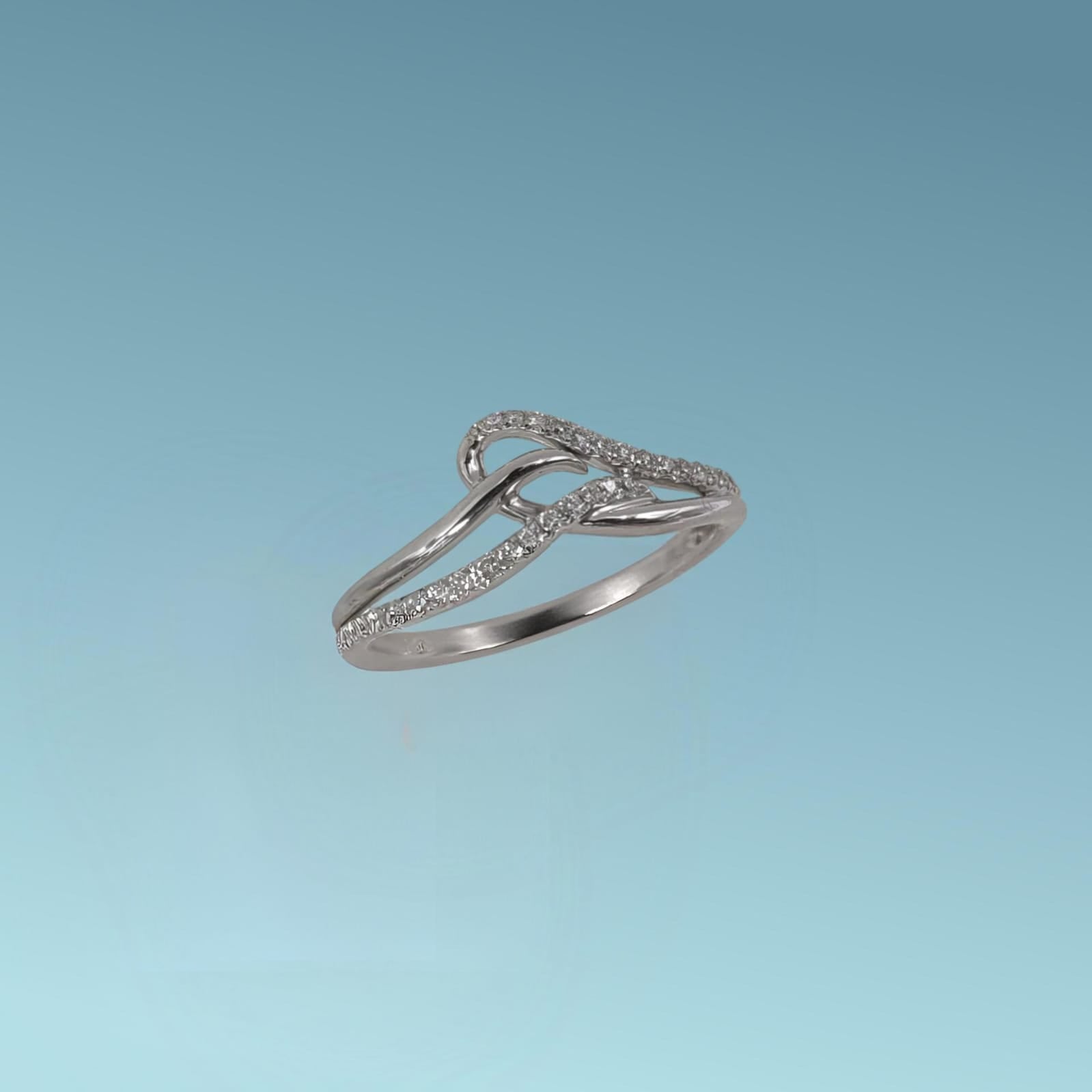 Anello fantasia in oro bianco 18kt di Meteore Gioielli con diamanti naturali  ct 0.17 
