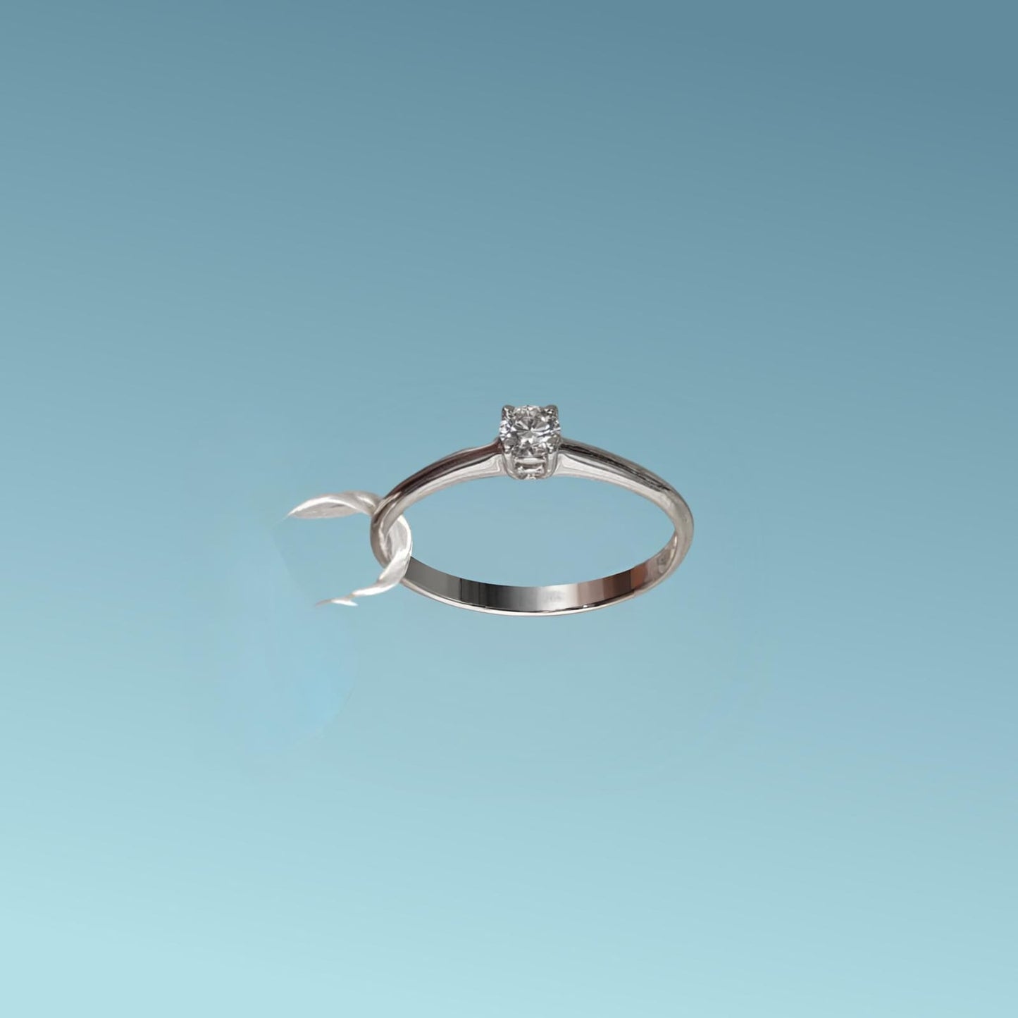 anello solitario in oro bianco 18kt di meteore gioielli con diamante naturale taglio brillante 0.15 carati g/vs. simbolo di amore e unione. perfetto per proposte di fidanzamento