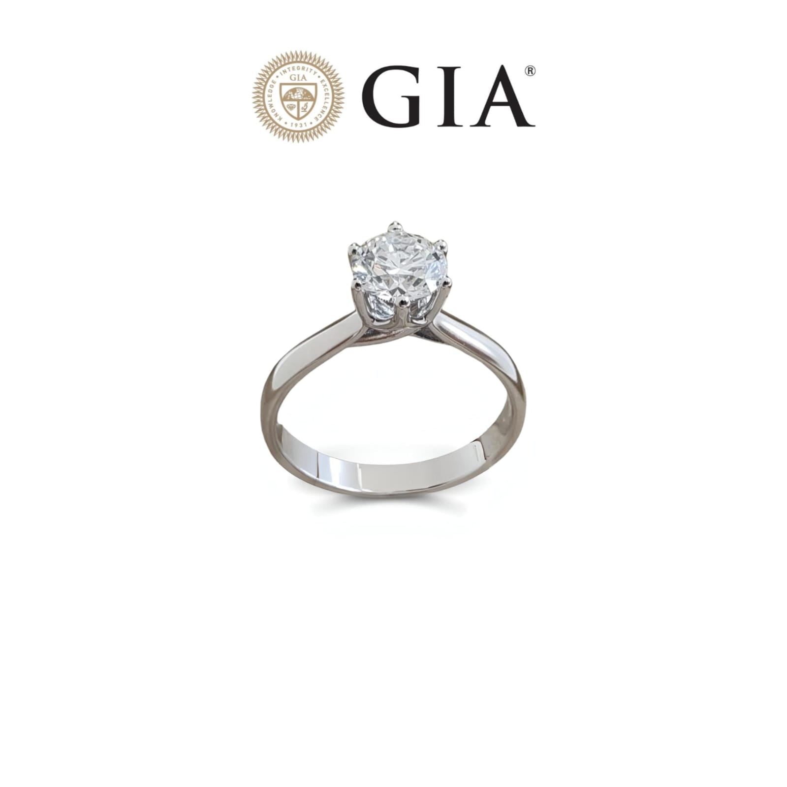 Anello Solitario in oro bianco 18kt di Meteore Gioielli con diamante naturale taglio brillante ct 1.00 GIA 7491333489. Perfetto per proposte di fidanzamento
