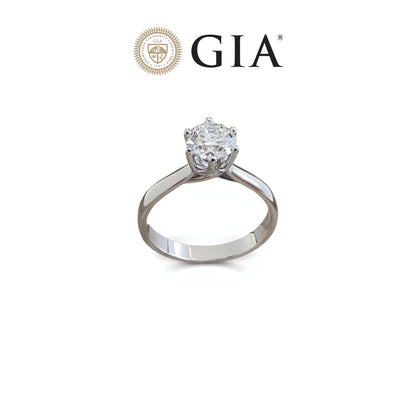 Anello Solitario in oro bianco 18kt di Meteore Gioielli con diamante naturale taglio brillante ct 1.00 GIA 7491333489. Perfetto per proposte di fidanzamento