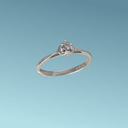 Anello Solitario in oro bianco 18kt di Meteore Gioielli con diamante naturale taglio brillante 0.10 carati G/VSSimbolo di amore e unione. Perfetto per proposte di fidanzamento