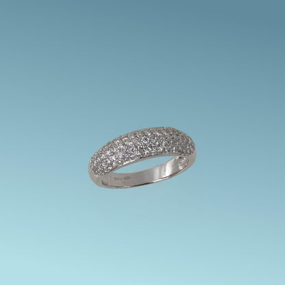 Anello a Fascia Pavé con Diamanti 0.86 G/VS in oro bianco 18kt di Meteore Gioielli