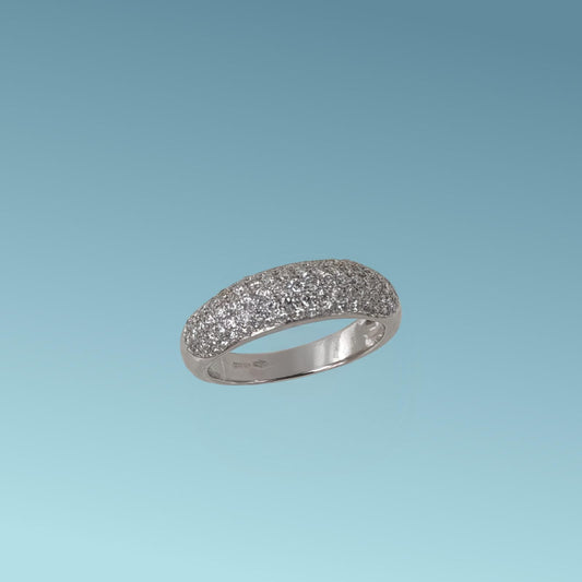 Anello a Fascia Pavé con Diamanti 0.86 G/VS in oro bianco 18kt di Meteore Gioielli