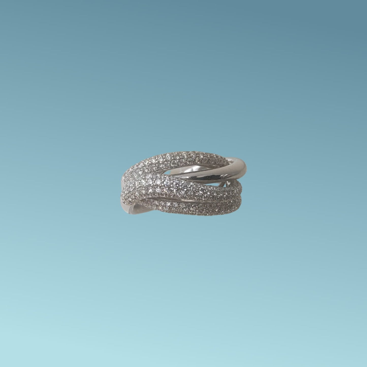 anello pavé di meteore gioielli in oro bianco è composto da diamanti naturali taglio brillante per un totale di 1.85 ct
