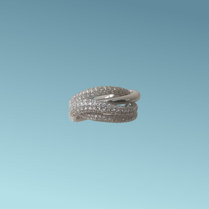 Anello pavé di Meteore Gioielli in oro bianco è composto da diamanti naturali taglio brillante per un totale di 1.85 ct