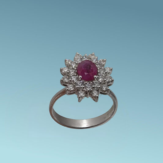 Anello oro bianco 18ct con Rubini e diamanti naturali di Mirco Visconti.