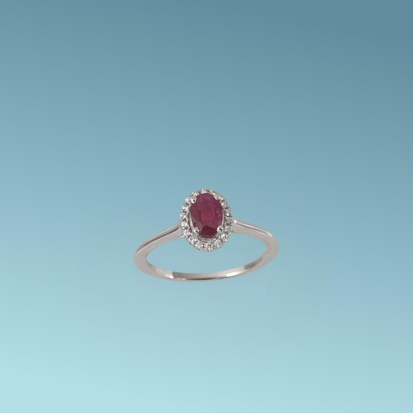 anello oro bianco 18ct con rubin0 0.46 ct e diamanti naturali di meteore gioielli.