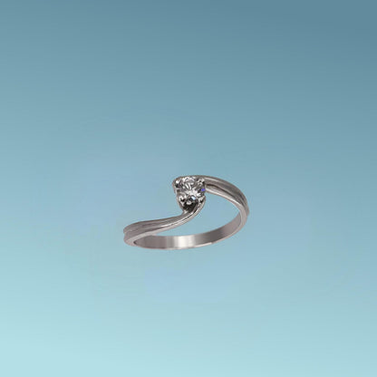 Anello Solitario in oro bianco 18kt di Meteore Gioielli con diamante naturale taglio brillante ct 0.24 G/VS. 