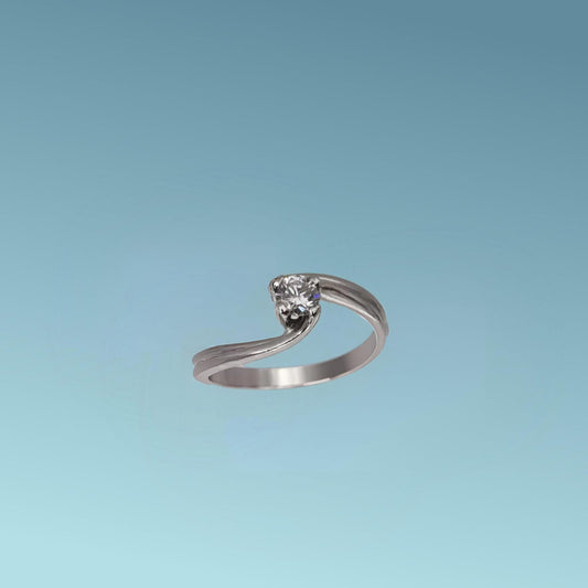 Anello Solitario in oro bianco 18kt di Meteore Gioielli con diamante naturale taglio brillante ct 0.24 G/VS. 