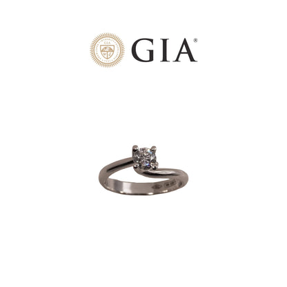 Anello Solitario in oro bianco 18kt di Meteore Gioielli con diamante naturale taglio brillante 0.40ct E/VS1 con certificato  GIA e incisione laser sulla cintura