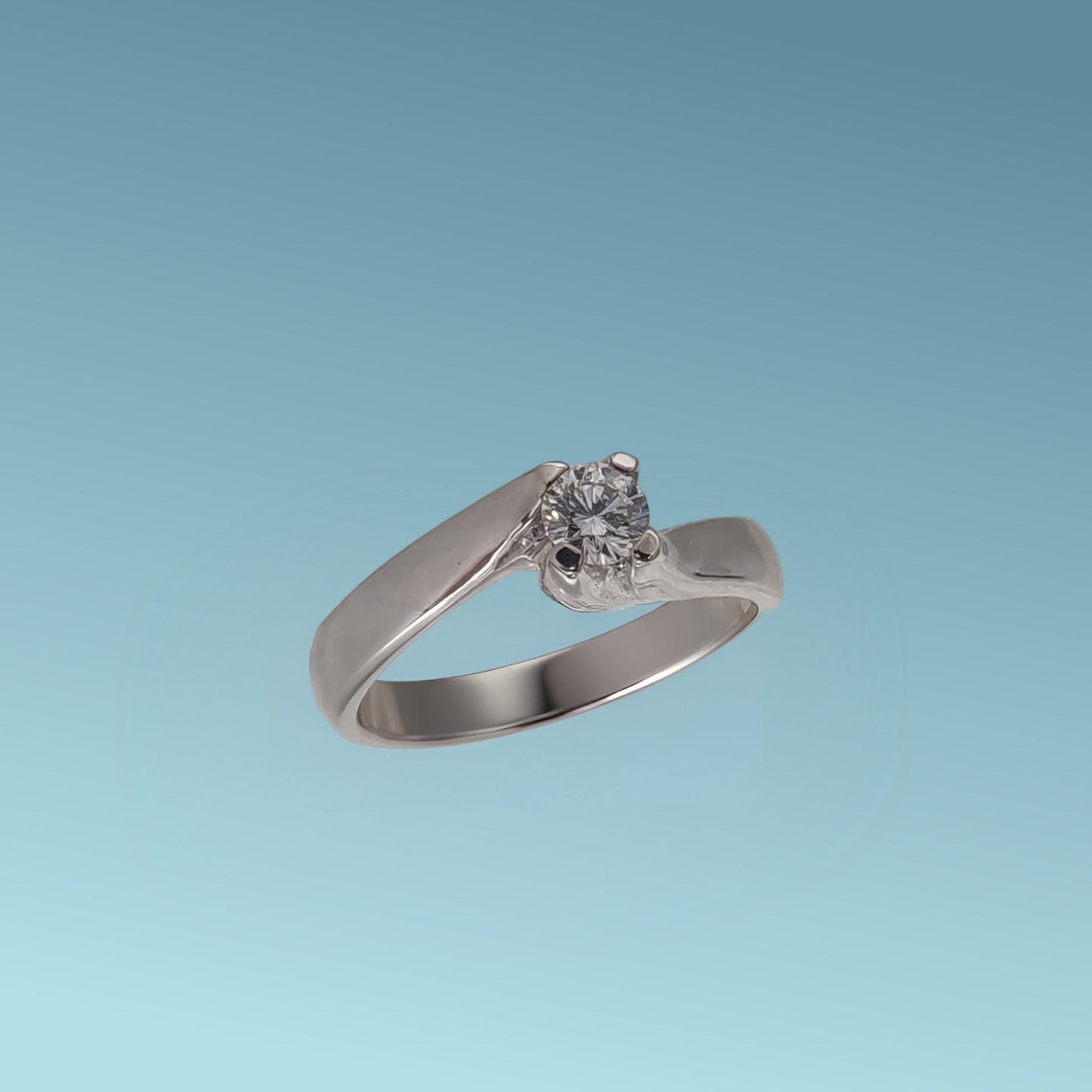 anello solitario in oro bianco 18kt di meteore gioielli con diamante naturale taglio brillante ct 0.24 g/vs.