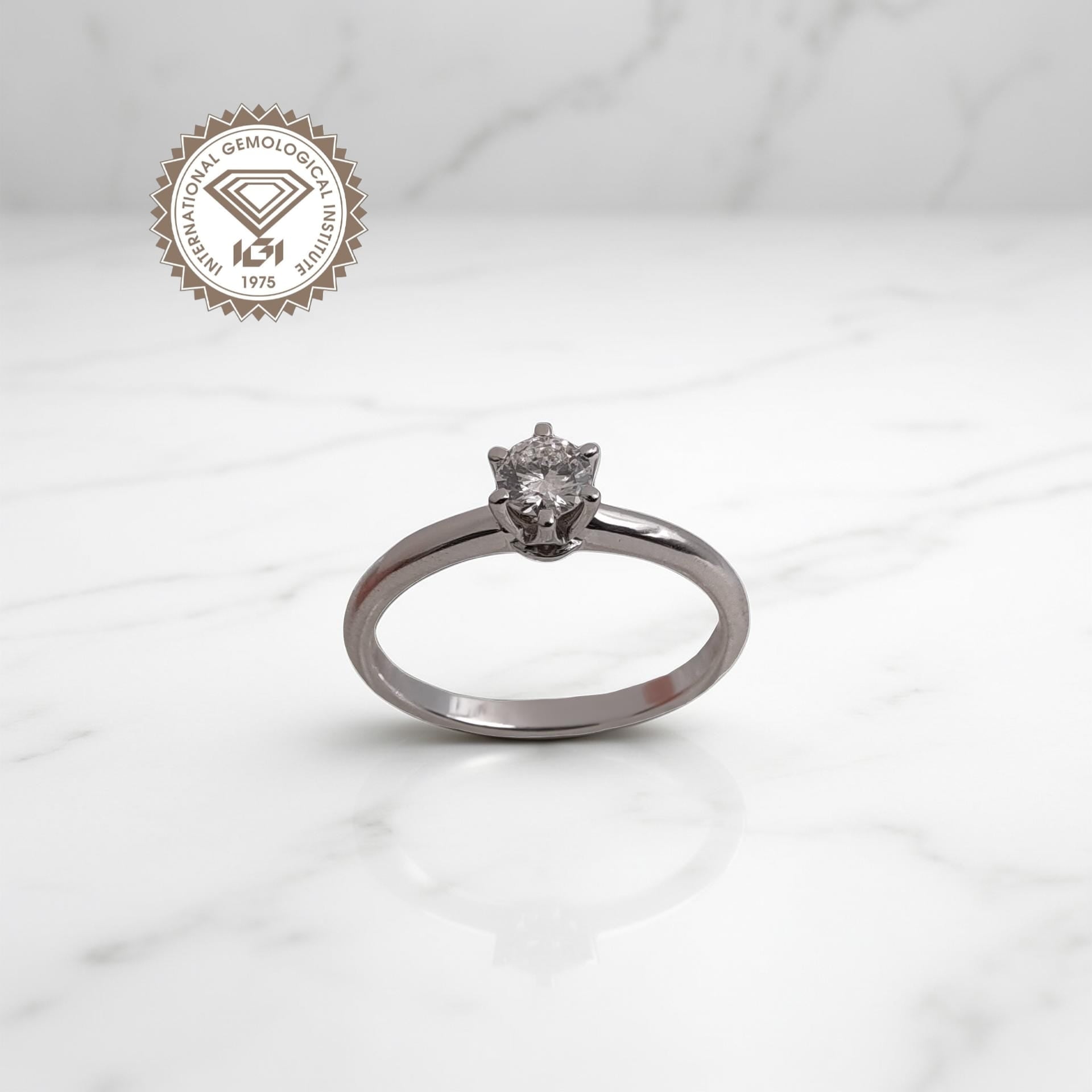 Anello Solitario in oro bianco 18kt di Meteore Gioielli con diamante naturale taglio brillante 0.30 ct D/VS1 VG EX EX NONE certificato IGI N. 689512618