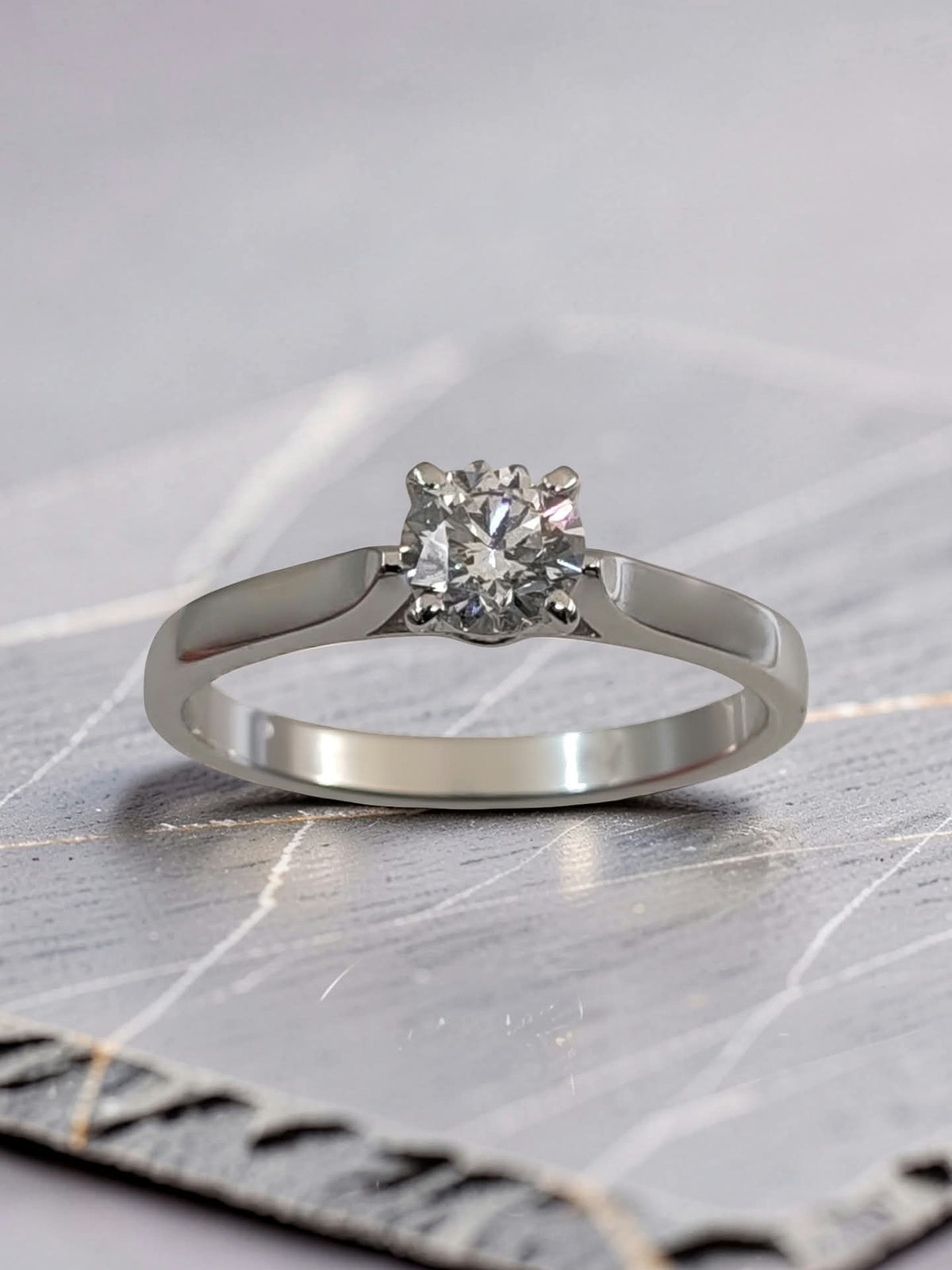  diamante naturale 0,50 carati d si1 certificato igi montato su anello solitario oro bianco 18 carati
