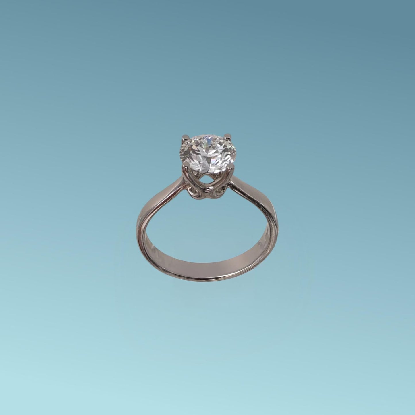 anello solitario in oro bianco 18kt di meteore gioielli con diamante di laboratorio ct 1.50 d/vs1 corredato dall'importante certificato internazionale igi