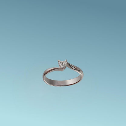 Anello Solitario in oro bianco 18kt di Meteore Gioielli con diamante naturale taglio a cuore ct 0.21 G/VS