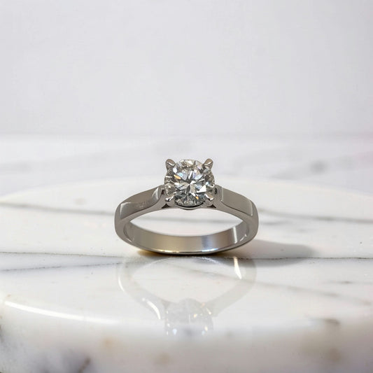 Anello solitario oro 18kt Meteore con diamante naturale 1 carato F color SI1 certificato IGI