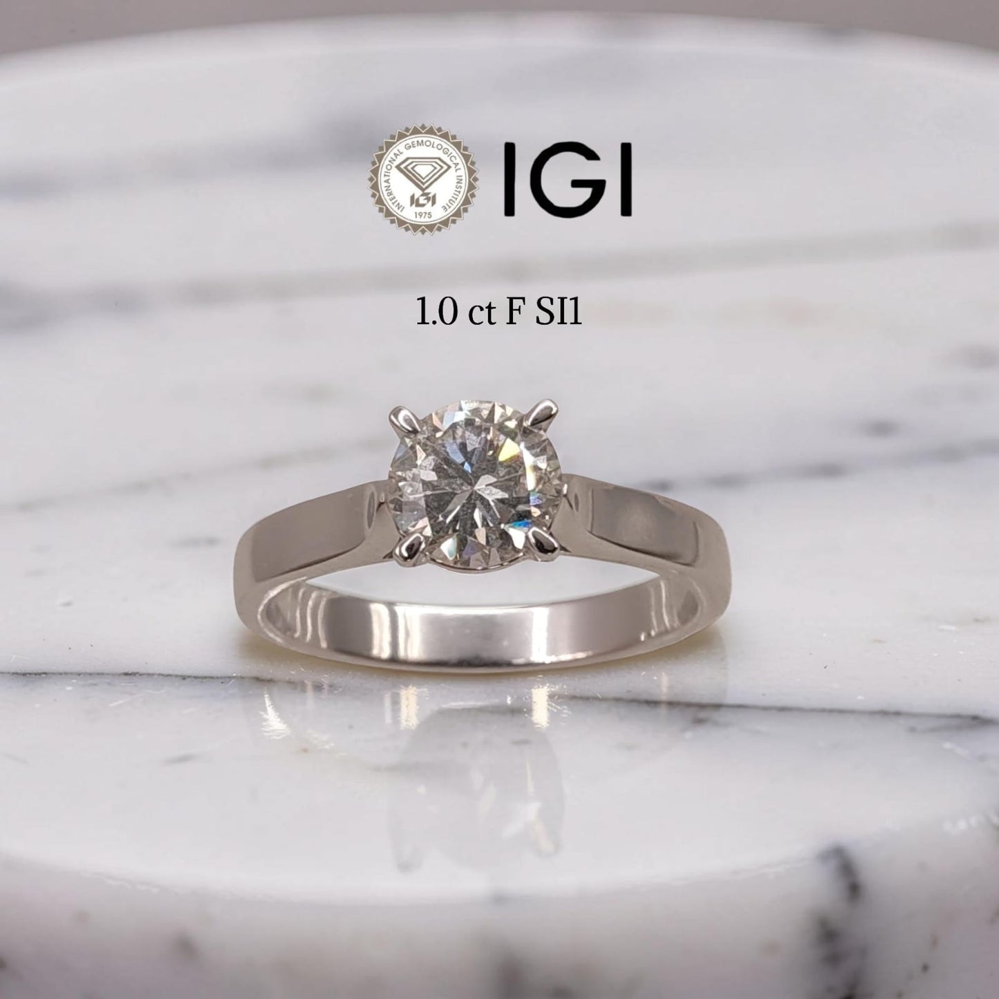 anello solitario oro 18kt meteore con diamante naturale 1 carato f color si1 certificato igi