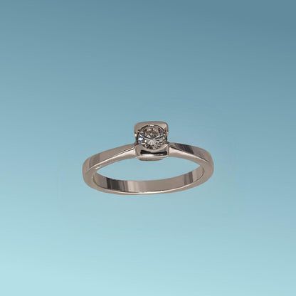 Anello Solitario in oro bianco 18kt di Meteore Gioielli con diamante naturale taglio brillante ct 0.19 G/IF.&nbsp;
