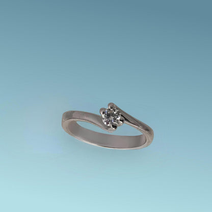 Anello Solitario in oro bianco 18kt di Meteore Gioielli con diamante naturale taglio brillante ct 0.20 G/VVS.