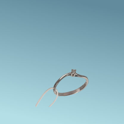 Anello Solitario in oro bianco 18kt di Mirco Visconti con diamante naturale taglio brillante 0.03 carati G/VS. Simbolo di amore e unione. Perfetto per proposte di fidanzamento