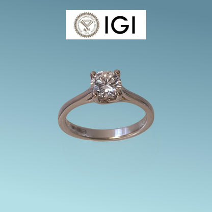 Anello Solitario in oro bianco 18kt di Meteore Gioielli con Diamante di laboratorio ct 0.70 D/IF corredato dall'importante certificato internazionale IGI 