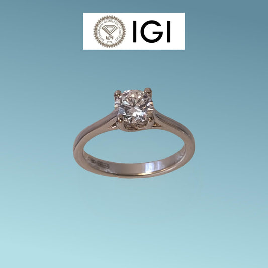 Anello Solitario in oro bianco 18kt di Meteore Gioielli con Diamante di laboratorio ct 0.70 D/IF corredato dall'importante certificato internazionale IGI 
