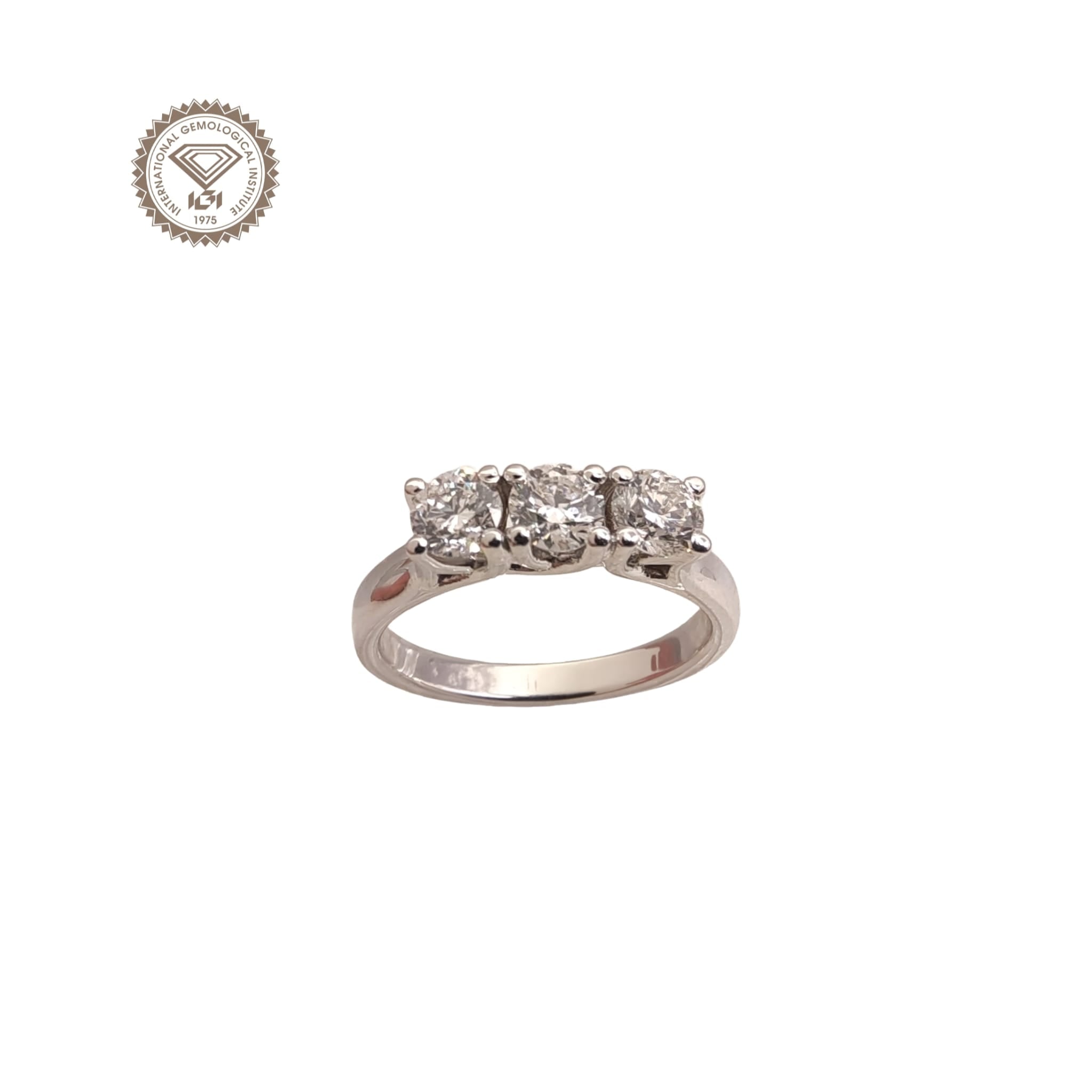 Anello Trilogy in oro bianco 18kt di Meteore Gioielli con diamanti naturali taglio brillante 1.20 ct D/SI1 VG EX EX IGI N. 733524416-733524562-696561594