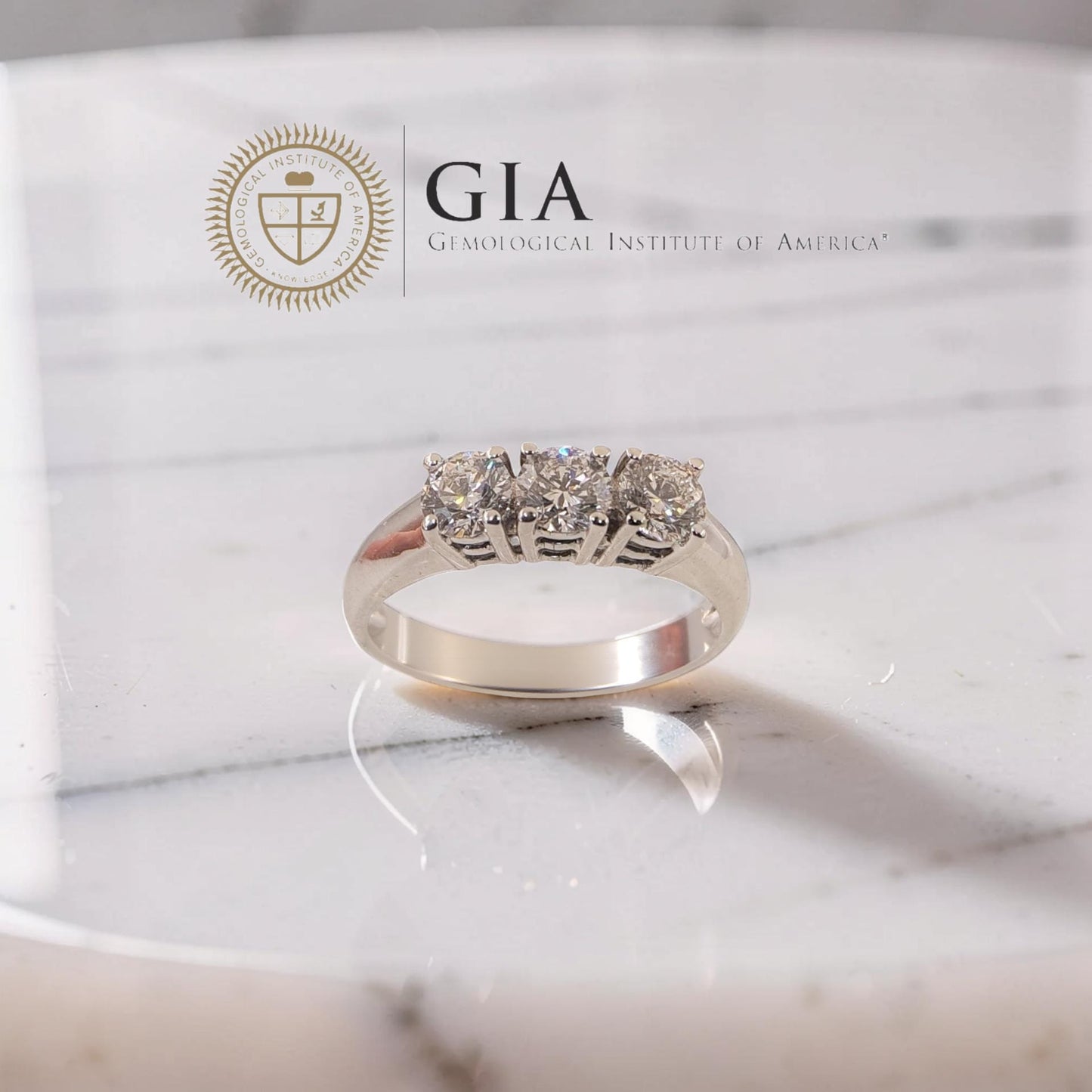 anello trilogy in oro bianco 18 kt con diamanti 0.90 ct d vs1 certificato gia