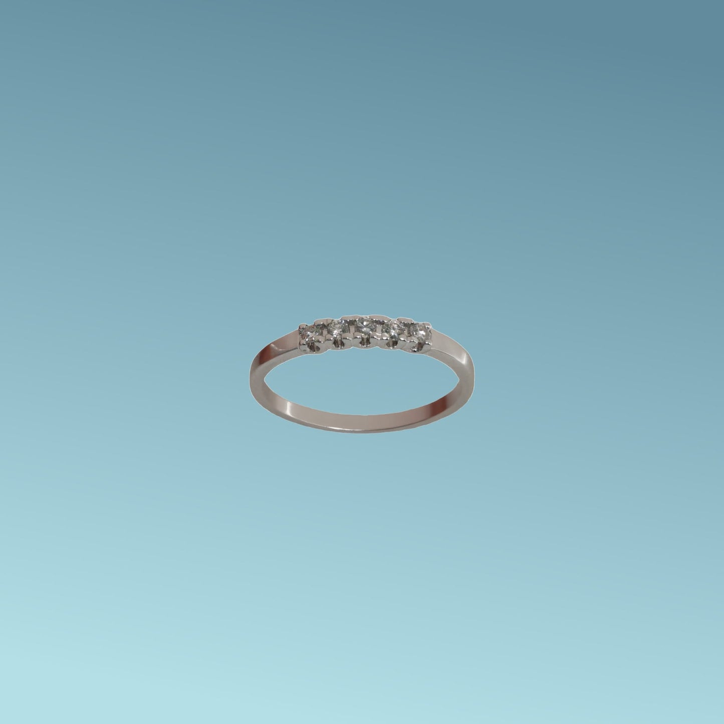 anello veretta in oro bianco 18kt di meteore gioielli con 5 diamanti naturali taglio brillante di 0.11ct.