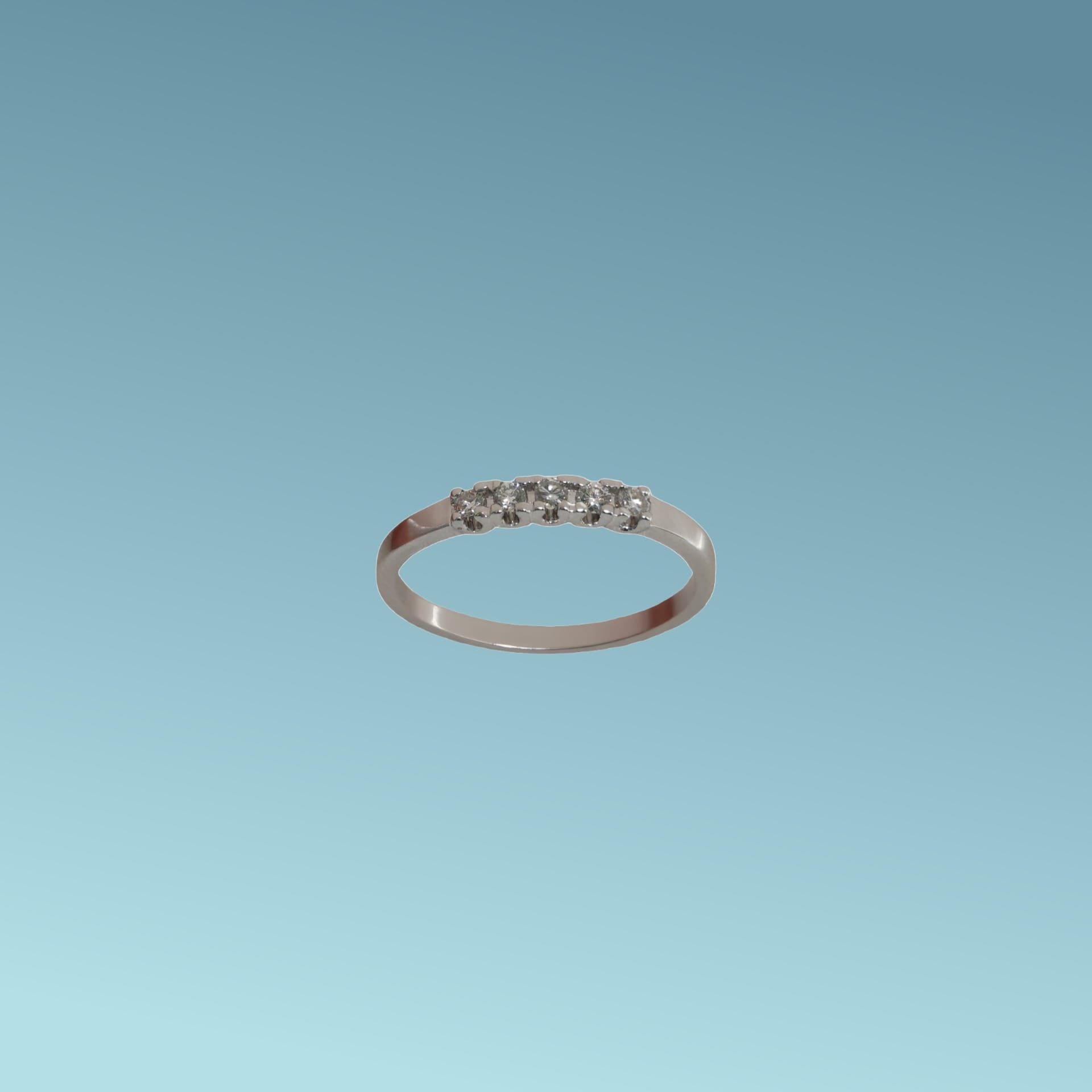 Anello veretta in oro bianco 18kt di Meteore Gioielli con 5 Diamanti naturali taglio brillante di 0.11ct.