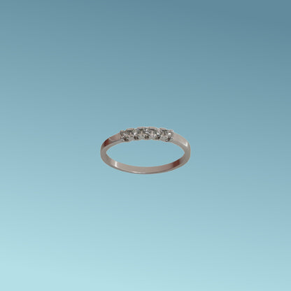 Anello veretta in oro bianco 18kt di Meteore Gioielli con 5 Diamanti naturali taglio brillante di 0.11ct.