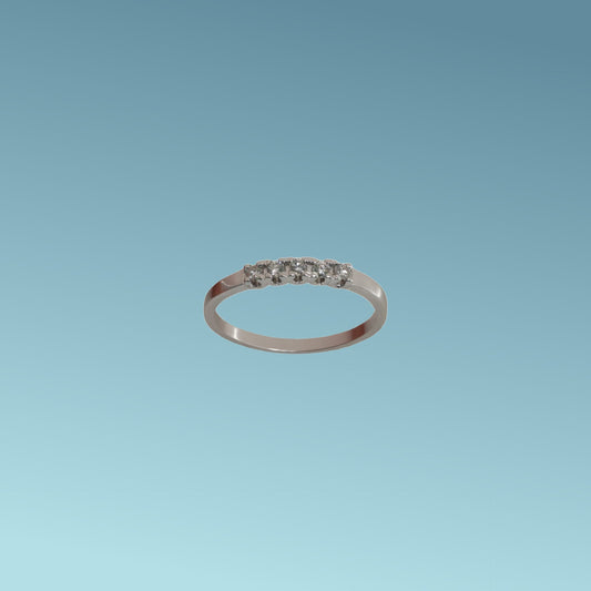 Anello veretta in oro bianco 18kt di Meteore Gioielli con 5 Diamanti naturali taglio brillante di 0.11ct.