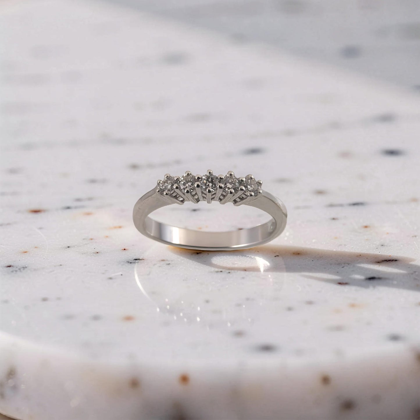 stupendo anello veretta in oro bianco con 5 diamanti 0.25 carati g vs