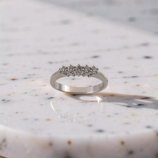 Stupendo anello veretta in oro bianco con 5 diamanti 0.25 carati G VS