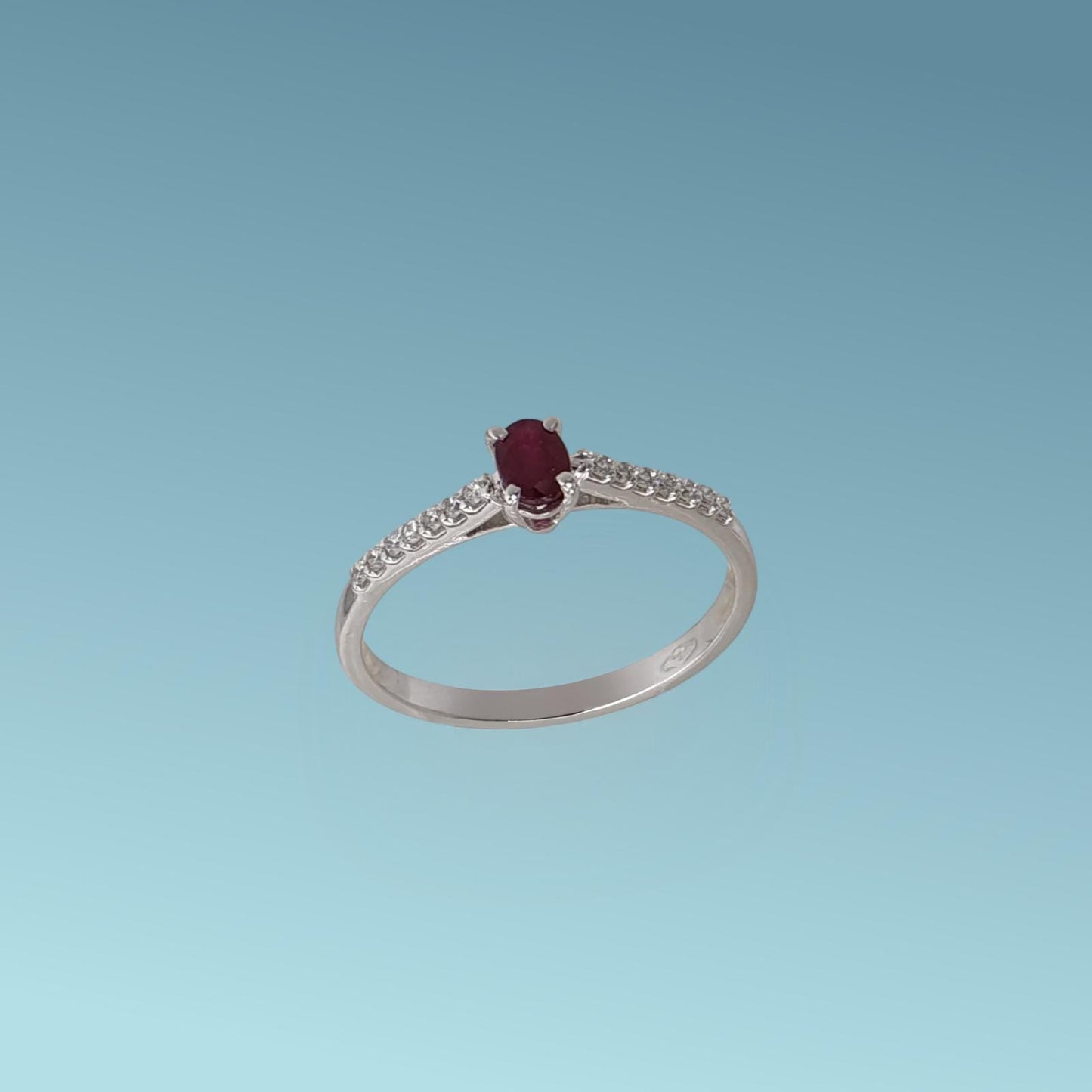 anello tipo veretta con rubino e diamanti naturali