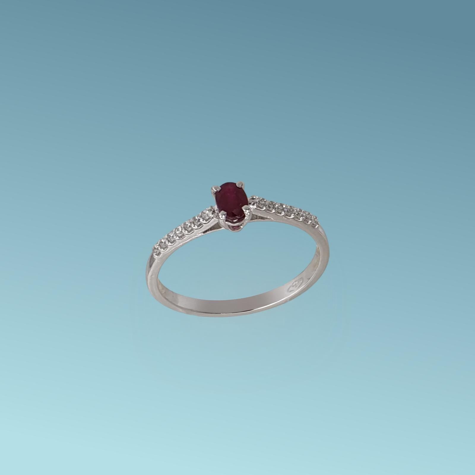 anello tipo veretta con rubino e diamanti naturali