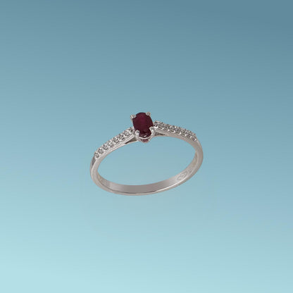 anello tipo veretta con rubino e diamanti naturali