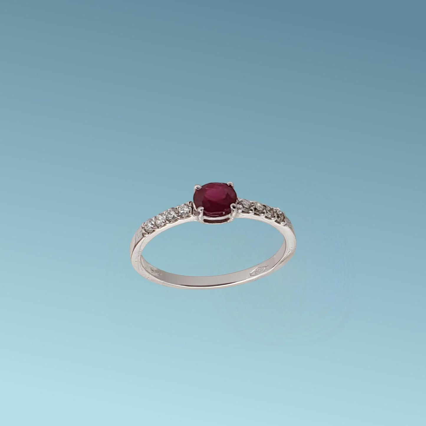 anello oro bianco 18ct con rubini e diamanti naturali di meteore gioielli