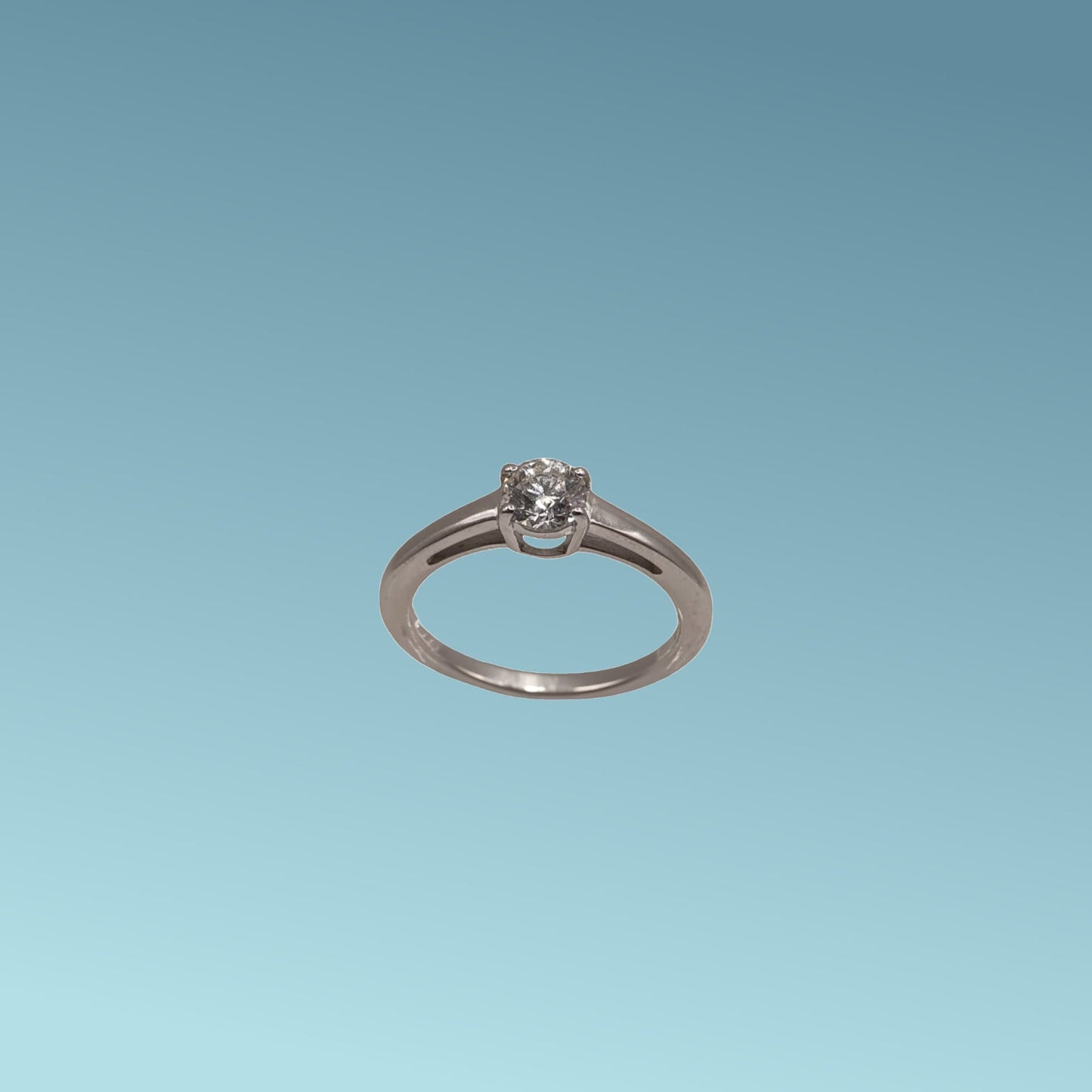 anello solitario in oro bianco 18kt di meteore gioielli con diamante naturale taglio brillante 0.50ct. 