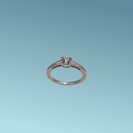 Anello Solitario in oro bianco 18kt di Meteore Gioielli con diamante naturale taglio brillante 0.50ct. 