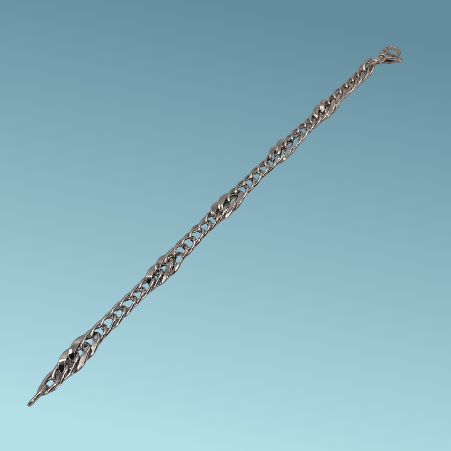 bracciale donna in oro ianco 18 carati maglia tipo grumetta 