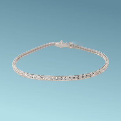 Bracciale tennis in oro bianco 18kt di Meteore Gioielli con diamanti naturali taglio brillante ct 0.42 G/VS incassati su montatura con castoni a piramide su base quadra 