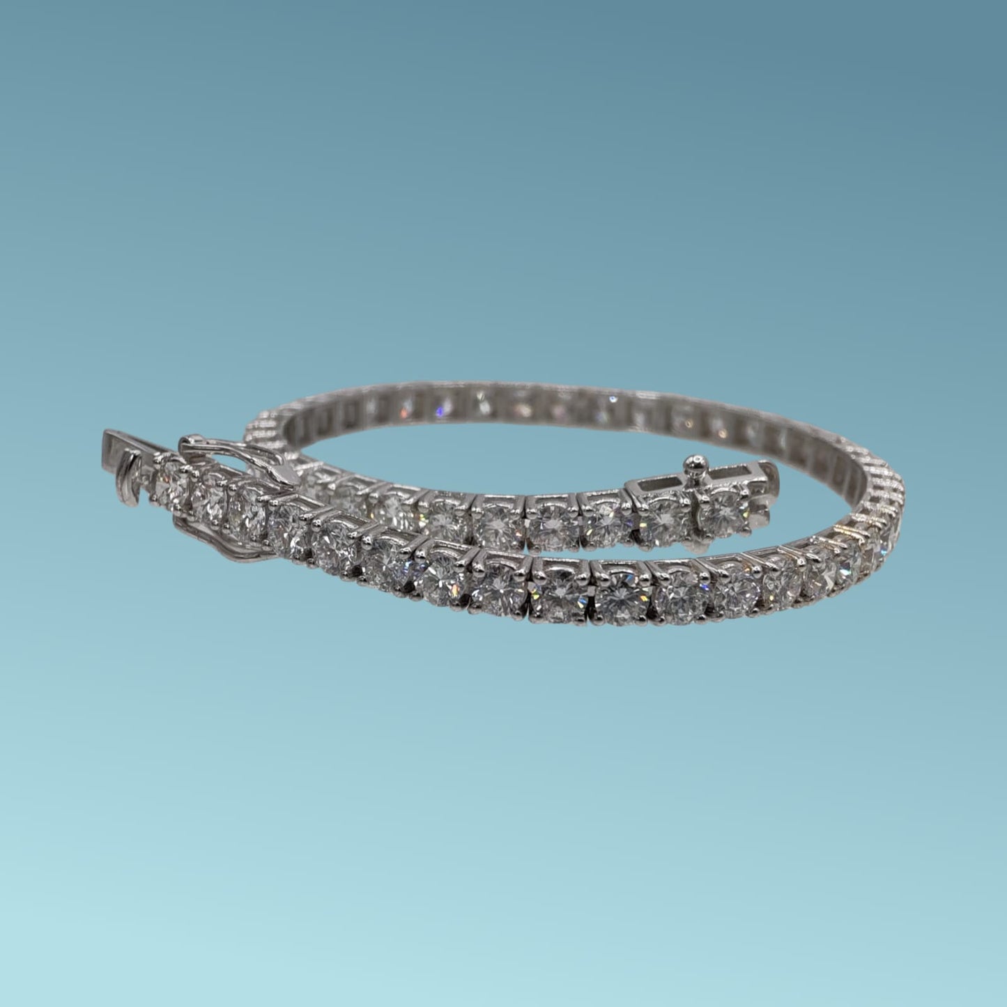bracciale tennis in oro bianco 18kt di meteore gioielli con diamanti di laboratorio "lab grown" ct 6.05 d/vs