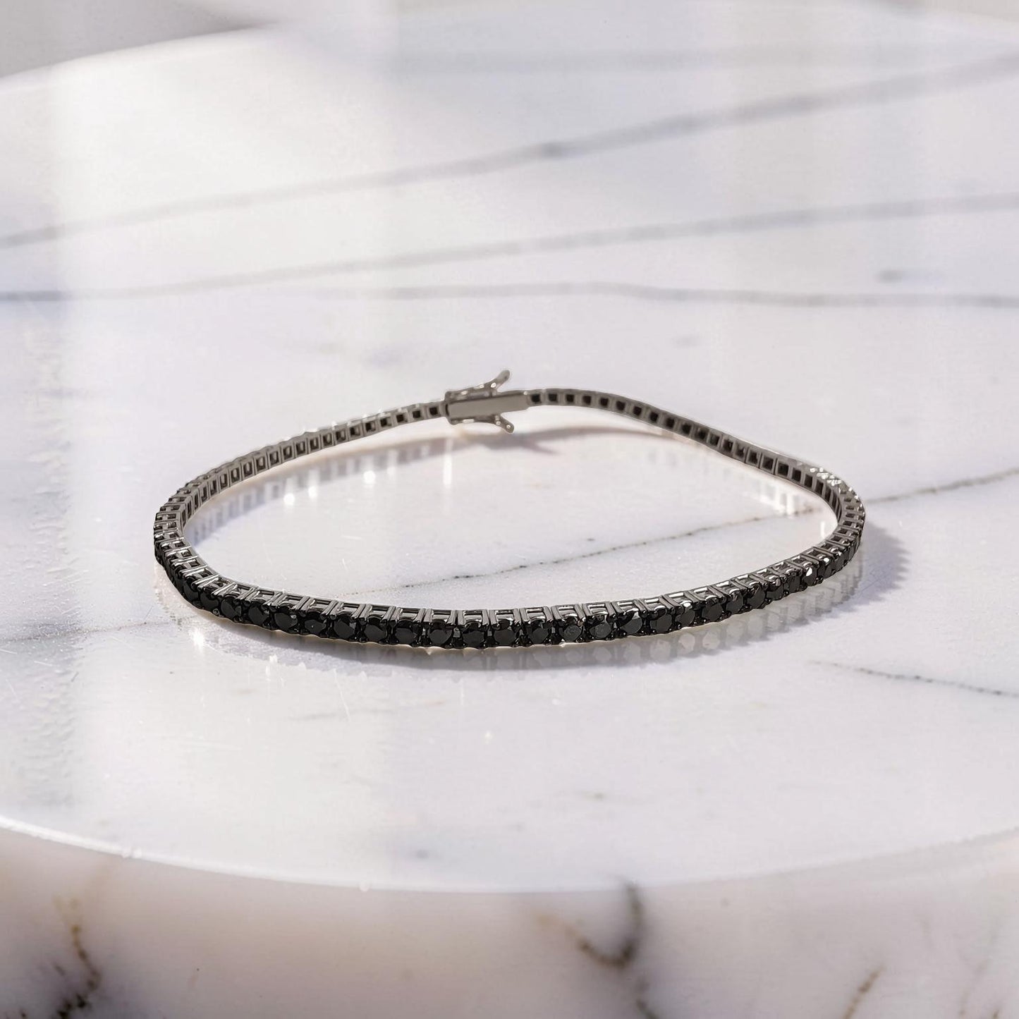 bracciale tennis oro bianco diamanti neri 3.34 carati