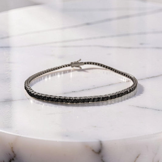bracciale tennis oro bianco diamanti neri 3.34 carati